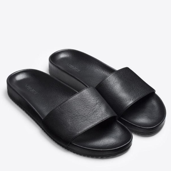 Vince Shoes - Vince Women’s Gavin Black Leather Slide Sandals
